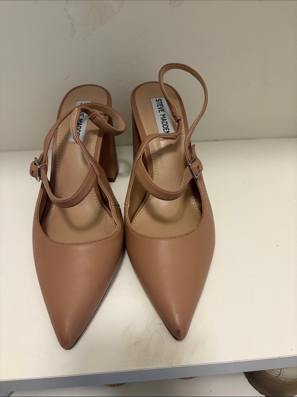 Steve Madden Women's Camel Pointed Toe Block Heel Slingback